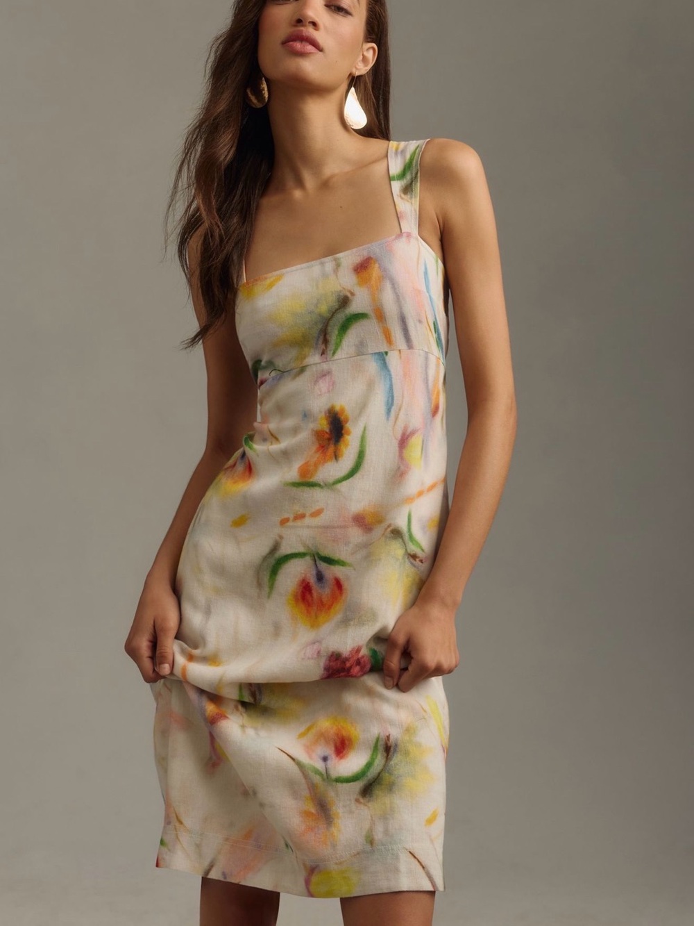 Anthropologie Klaas Jonkman sleeveless square neck linen midi dress